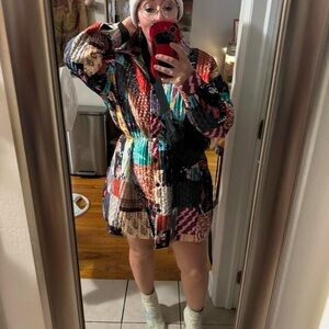 AKIRA Label Day Tripper Oversized Patchwork Shirt Dress